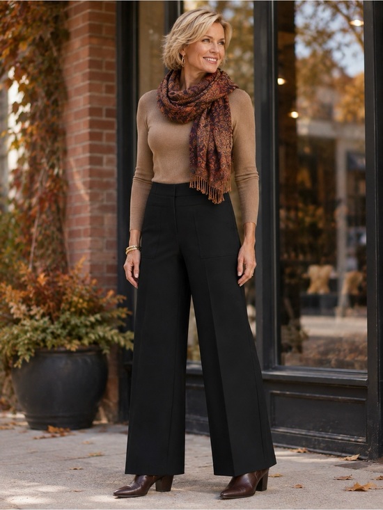 Chico's Pants - NWT Chico's Perfect Stretch Seamed Wide Leg Pant Basic Black Relaxed SZ 1 US  8